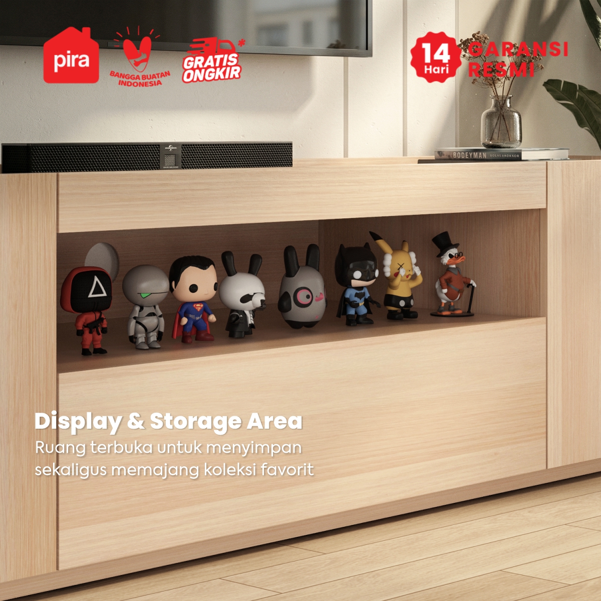 PIRA METROPOLIS OX - ABRAM TV160 DR LOW MEJA TV / RAK TV / BUFET / KABINET warna PRO OAK - WHITE MARBLE - PIRA METROPOLIS OX - foto 6