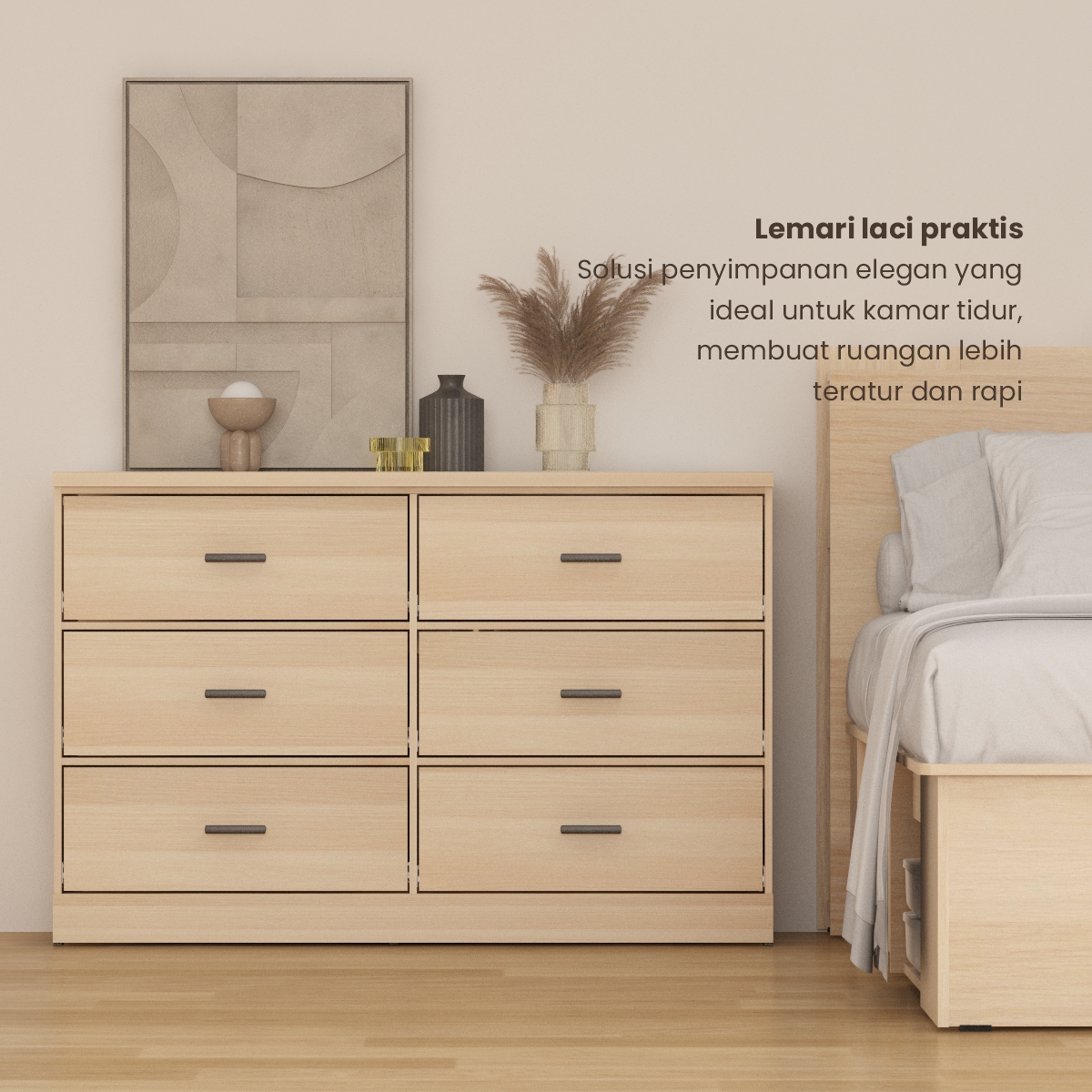 PIRA METROPOLIS - YORK CH3+3 LEMARI LACI 3+3 SUSUN / DRAWER / CHEST DRAWER warna PRO OAK - WHITE MARBLE - PIRA METROPOLIS - foto 2