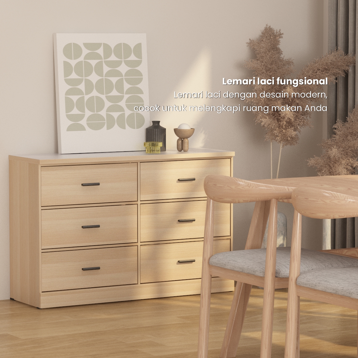 PIRA METROPOLIS - YORK CH3+3 LEMARI LACI 3+3 SUSUN / DRAWER / CHEST DRAWER warna PRO OAK - WHITE MARBLE - PIRA METROPOLIS - foto 7