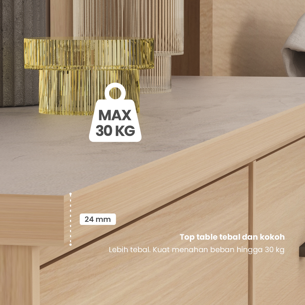 PIRA METROPOLIS - YORK CH3+3 LEMARI LACI 3+3 SUSUN / DRAWER / CHEST DRAWER warna PRO OAK - WHITE MARBLE - PIRA METROPOLIS - foto 10