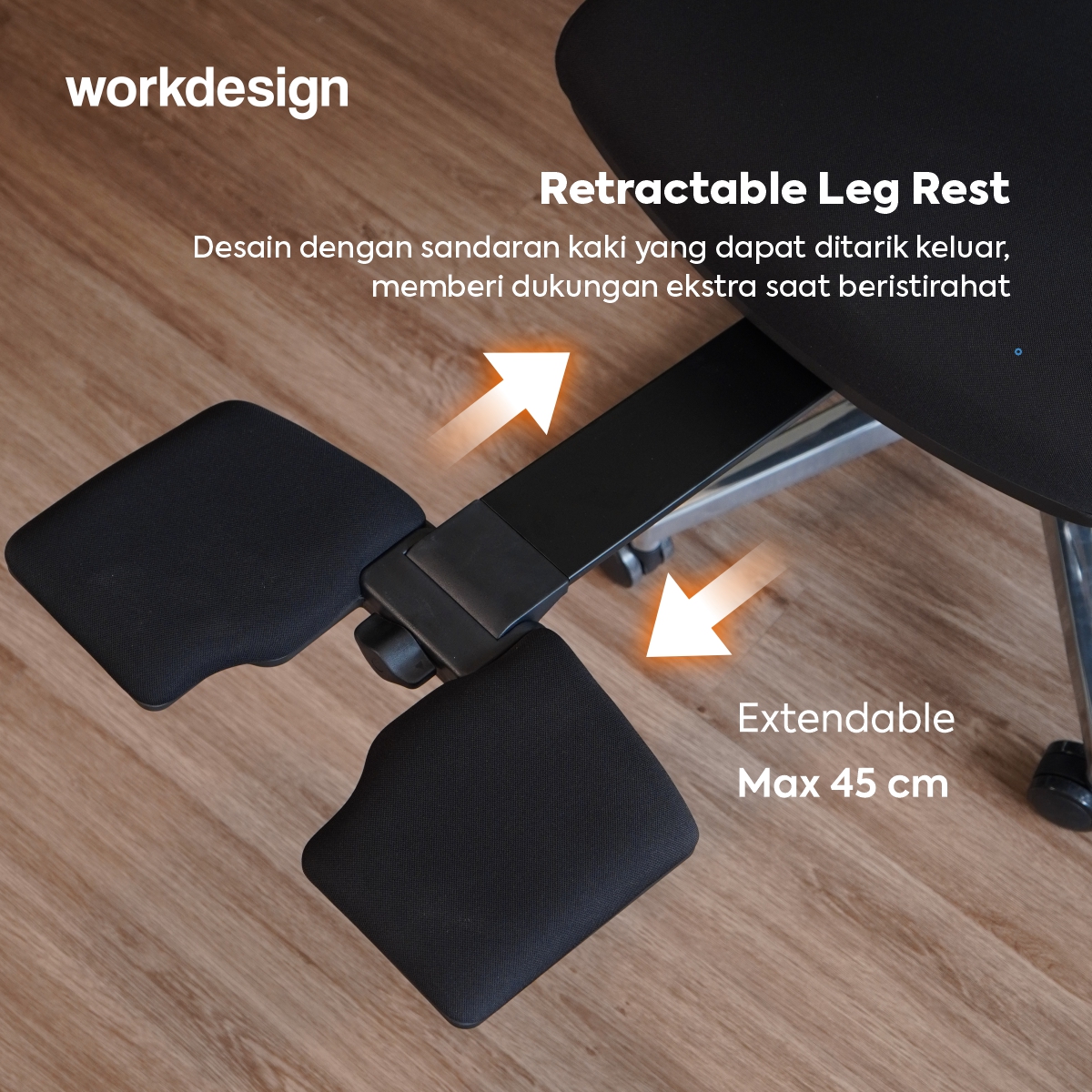 WORKDESIGN ANISEYA PC KURSI KANTOR / KURSI KERJA ERGONOMIS DENGAN LUMBAR SUPPORT warna BLACK - WORKDESIGN - foto 6