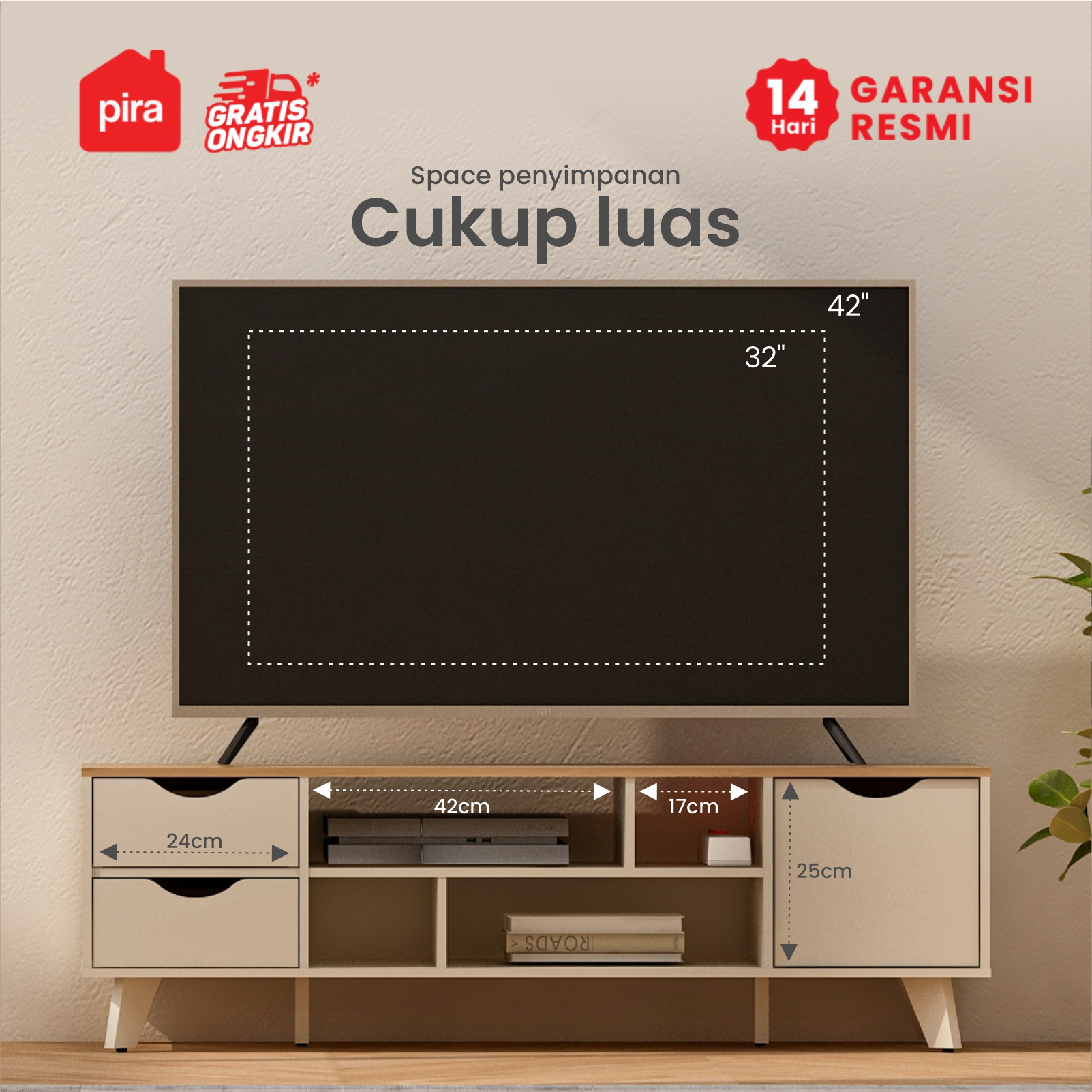 PIRA METROPOLIS OX - FUJI TV1200 MEJA TV / RAK TV / LEMARI TV warna LIGHT TAUPE - EURO OAK - PIRA METROPOLIS OX - foto 2