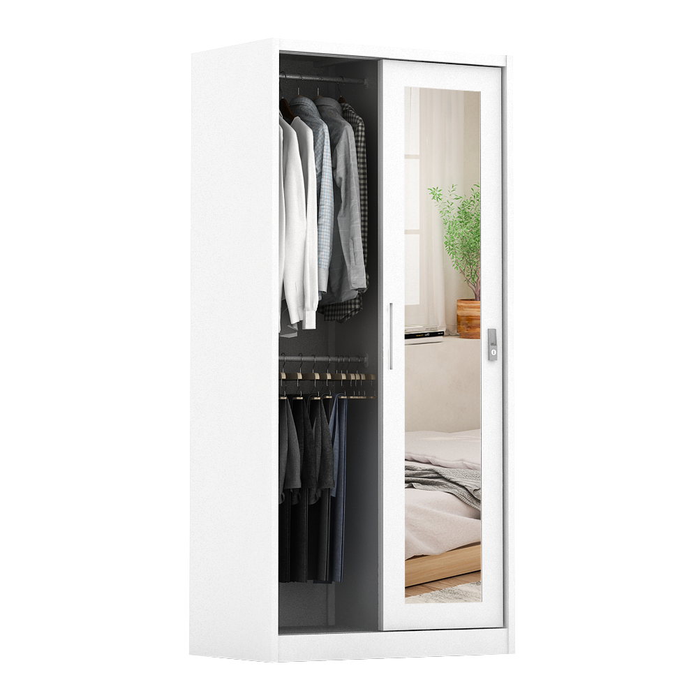 PIRA - SCHON 90A MWDSL LEMARI PAKAIAN BESI SLIDING / PINTU GESER warna WHITE - PIRA - foto 7