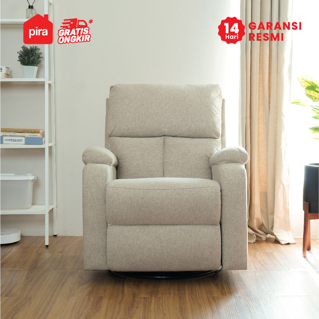 PIRA - GORO 1 RS SOFA / SOFA RECLINER / SOFA RECLINER 1 SEATER DENGAN FITUR ROCKING (AYUN) DAN SWIVEL warna LIGHT BROWN - PIRA - foto 4