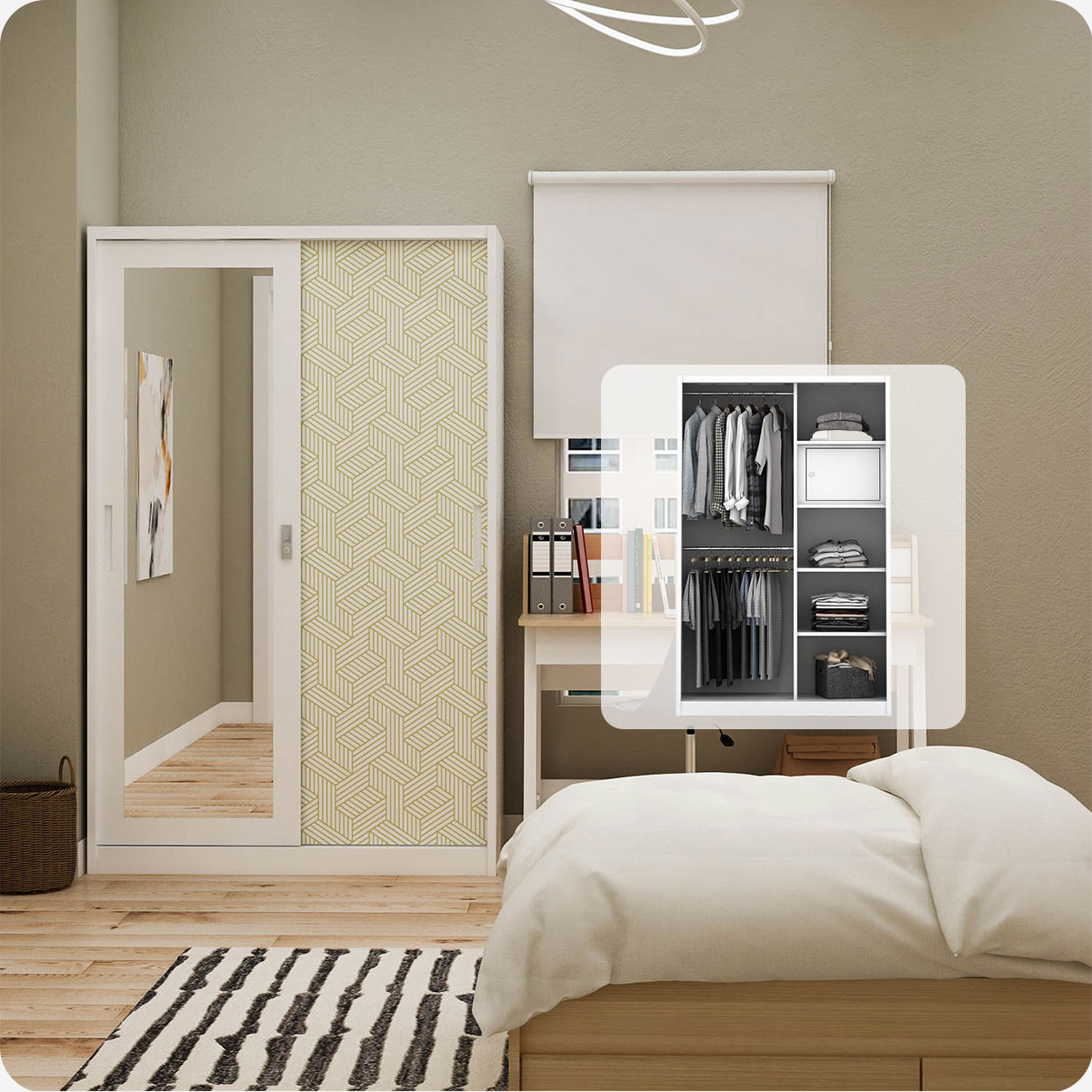 PIRA METROPOLIS -  STAHL 120A MWDSL LEMARI PAKAIAN BESI SLIDING / PINTU GESER warna WHITE - OLIVE - METROPOLIS - foto 1