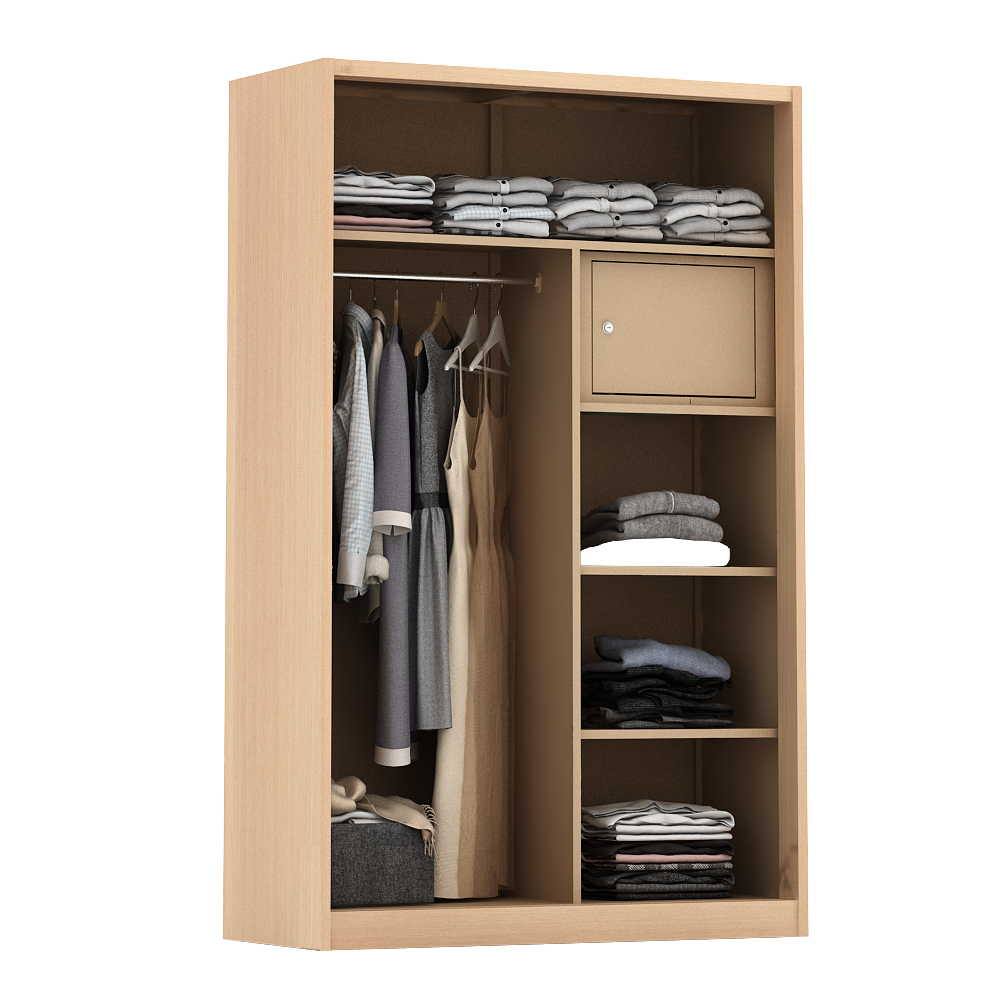 PIRA - ASHTON 120 MWDSL LEMARI PAKAIAN BESI SLIDING / GESER MOTIF KAYU warna LIGHT ASH - WHITE - PIRA - foto 6