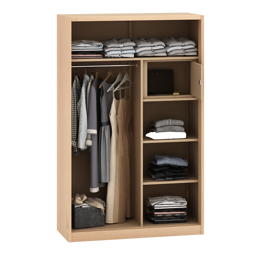 PIRA - ASHTON 120 MWDSL LEMARI PAKAIAN BESI SLIDING / GESER MOTIF KAYU warna LIGHT ASH - WHITE - PIRA - foto 7