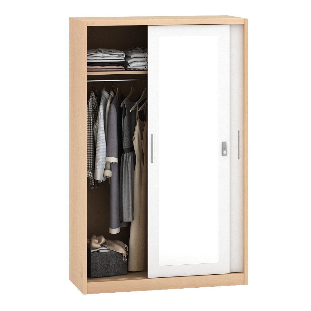 PIRA - ASHTON 120 MWDSL LEMARI PAKAIAN BESI SLIDING / GESER MOTIF KAYU warna LIGHT ASH - WHITE - PIRA - foto 4