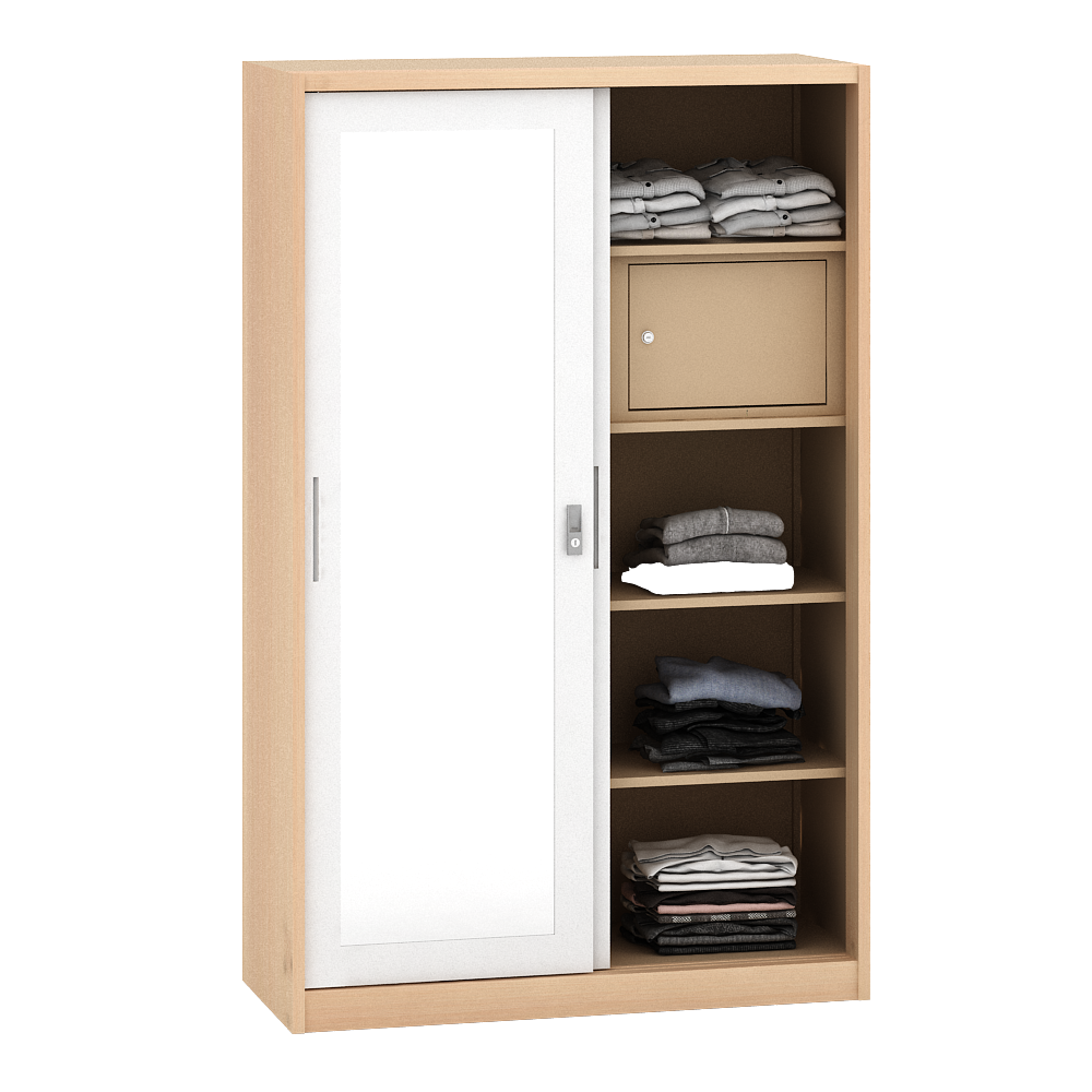 PIRA - ASHTON 120 MWDSL LEMARI PAKAIAN BESI SLIDING / GESER MOTIF KAYU warna LIGHT ASH - WHITE - PIRA - foto 5