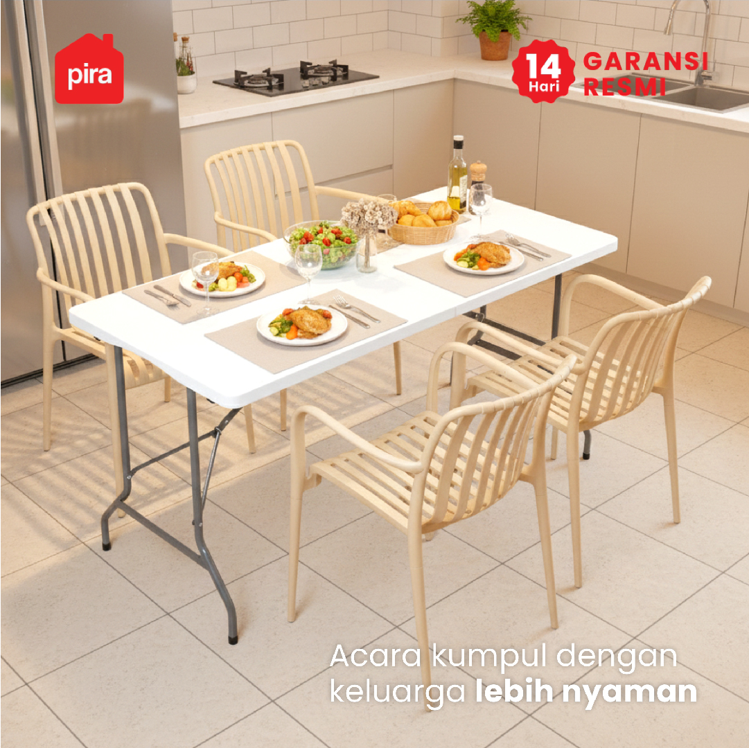 PIRA - FOLDA FT180 H MEJA SERBAGUNA / MEJA LIPAT OUTDOOR / MEJA TAMAN / MEJA MAKAN warna WHITE - PIRA - foto 3