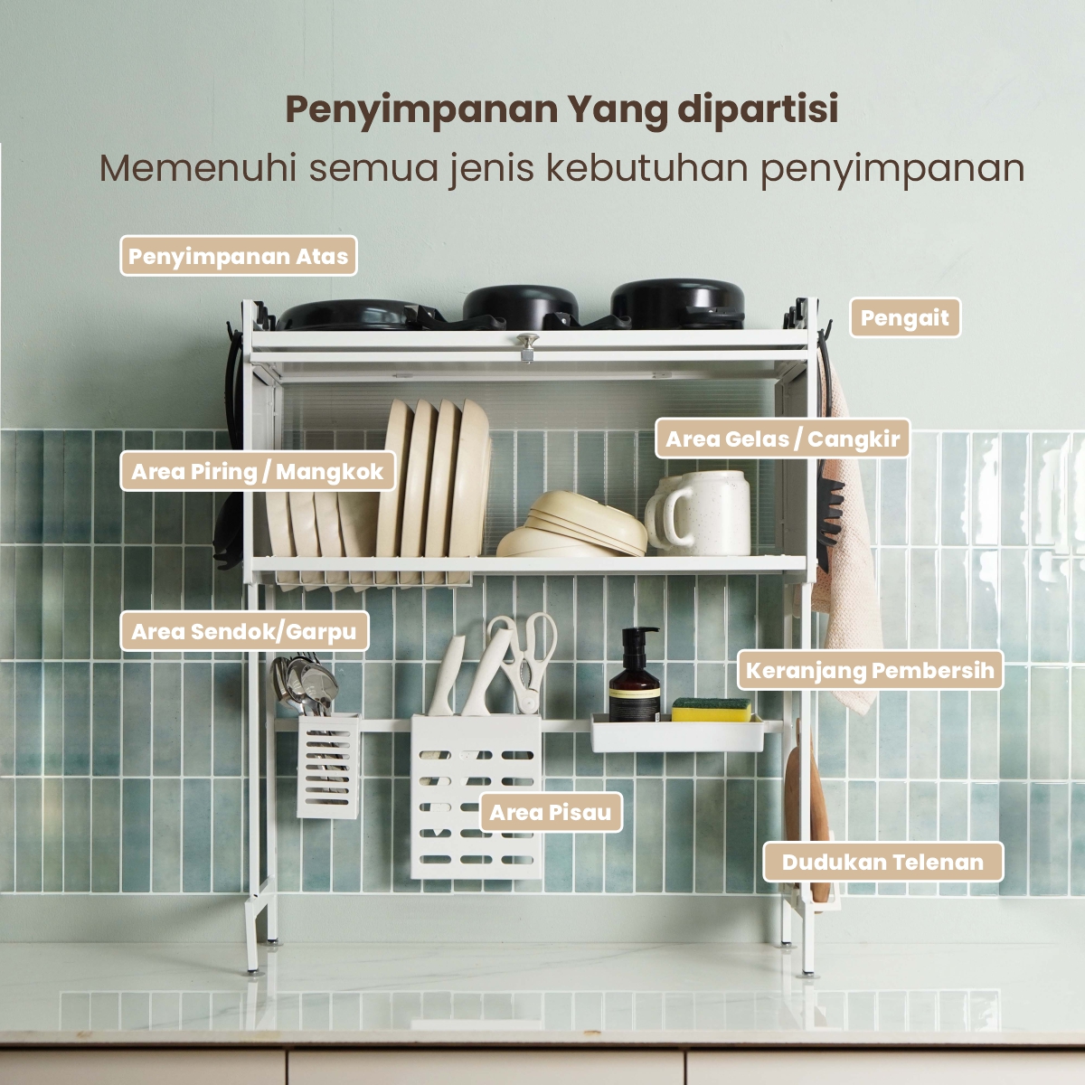 PIRA HOME - DISH MDR65 RAK PIRING / RAK DAPUR / RAK CUCI PIRING / RAK WASTAFEL / RAK PENGERING PIRING warna BLACK - PIRA HOME - foto 3