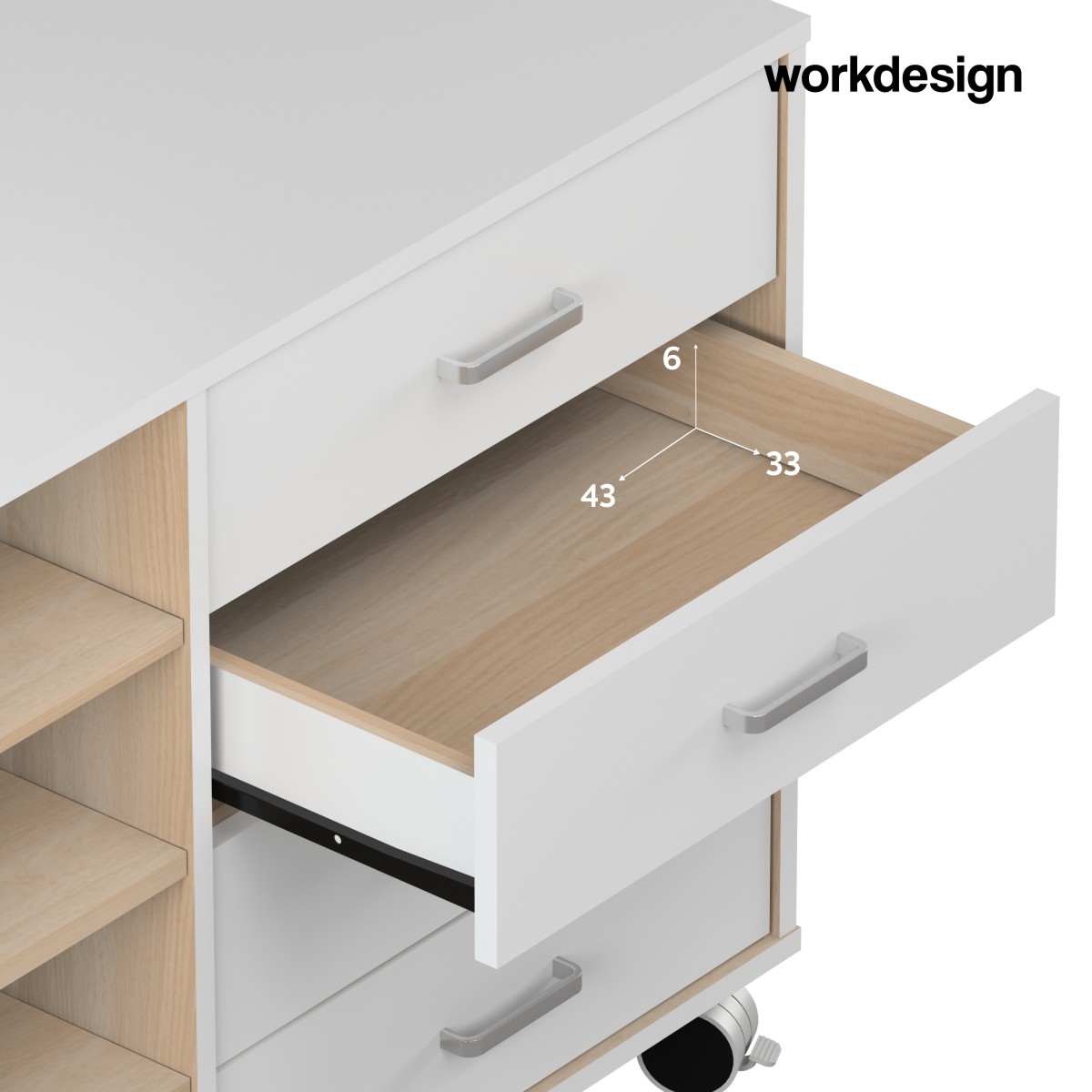 WORKDESIGN CODA PD80 PEDESTAL / LEMARI LACI / LEMARI ARSIP KANTOR warna WHITE SM - PRO OAK - WORKDESIGN - foto 3