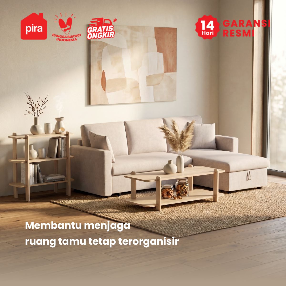 PIRA -  NOLA SU80 RAK SERBAGUNA / RAK DISPLAY warna PRO OAK - PIRA - foto 3