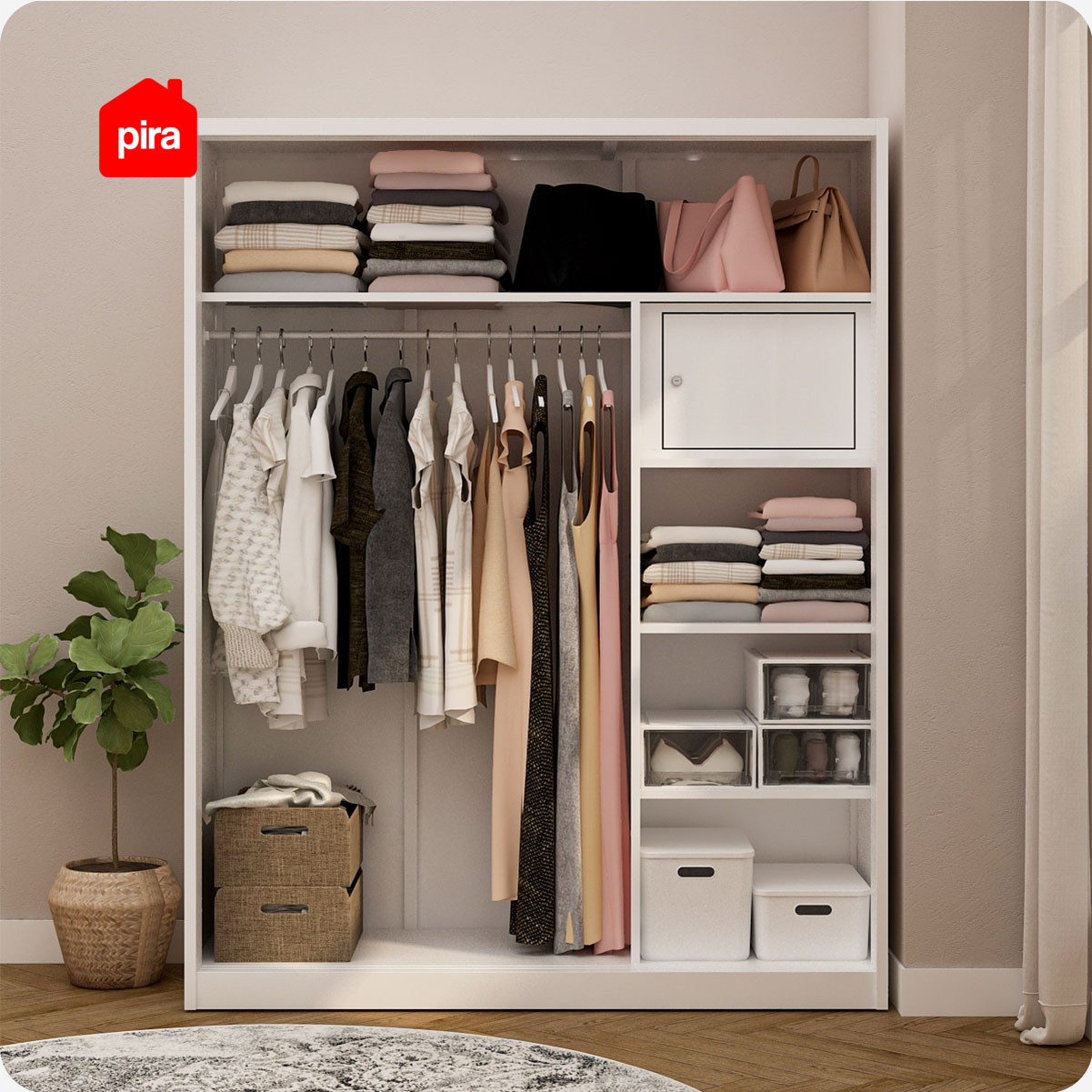 PIRA BAVARIAN - WURF 150 MWDSL LEMARI PAKAIAN BESI SLIDING / PINTU GESER warna WHITE - BAVARIAN - foto 3