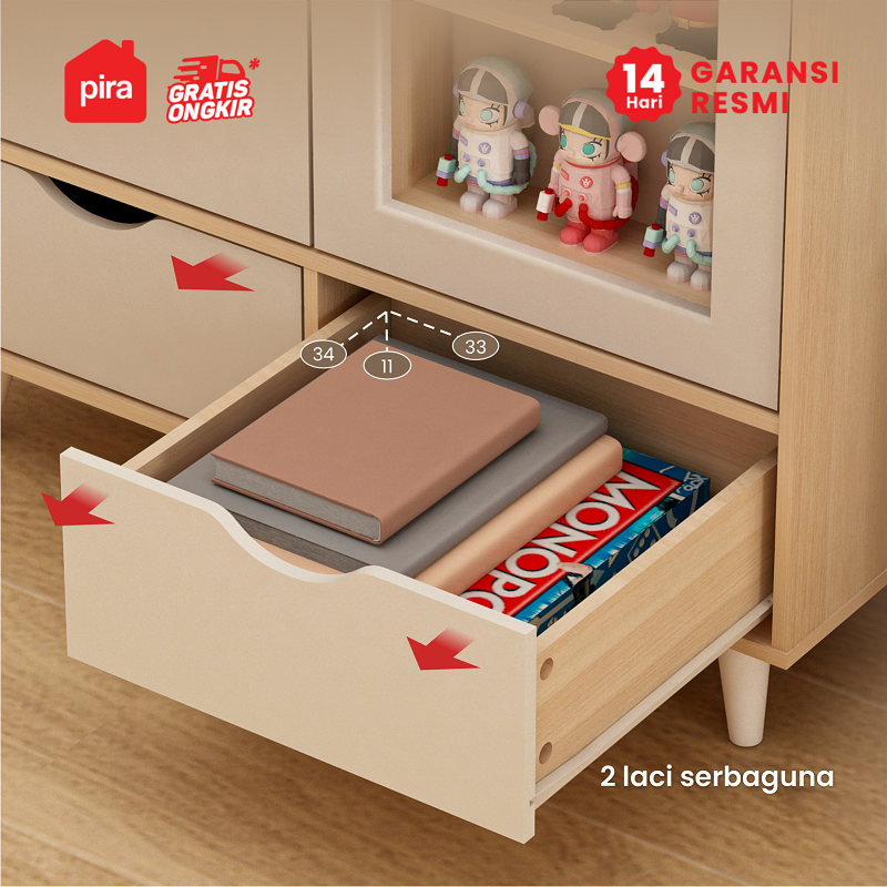 PIRA METROPOLIS - HANZEL RSG80 RAK SERBAGUNA / RAK DISPLAY warna PRO OAK - LIGHT TAUPE - PIRA METROPOLIS - foto 5