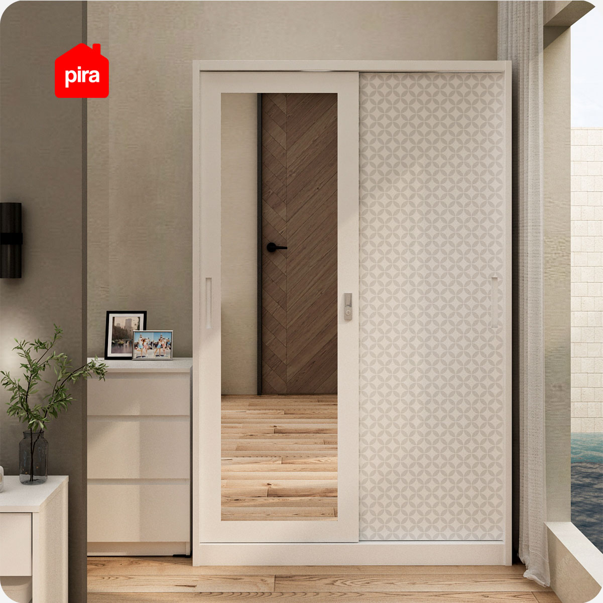 PIRA BAVARIAN - KUNST 120A MWDSL LEMARI PAKAIAN BESI SLIDING / PINTU GESER warna WHITE - BAVARIAN - foto 2