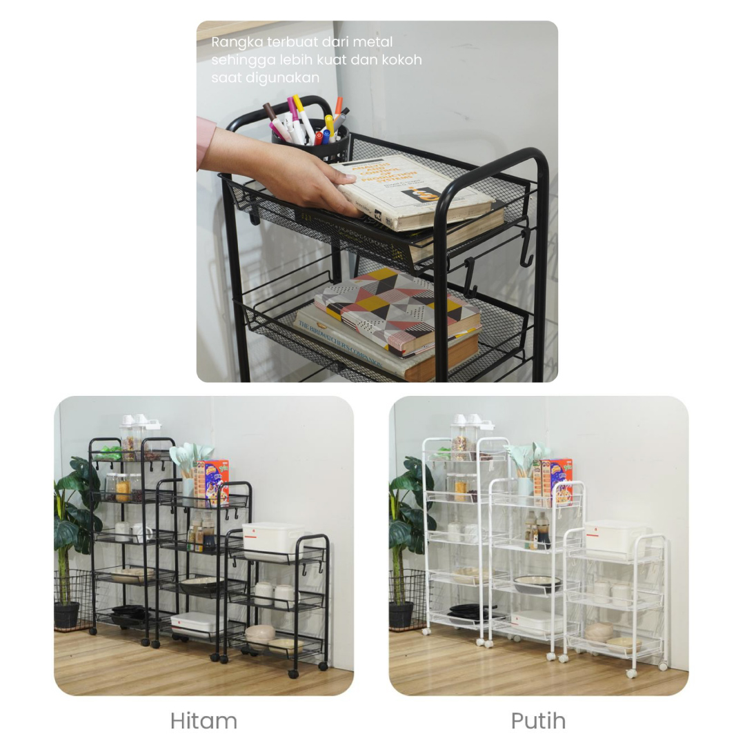 PIRA - GUMI MKT5 RAK TROLI / RAK SERBAGUNA / RAK BESI 3/ 4/ 5 SUSUN DENGAN RODA warna WHITE - PIRA - foto 5