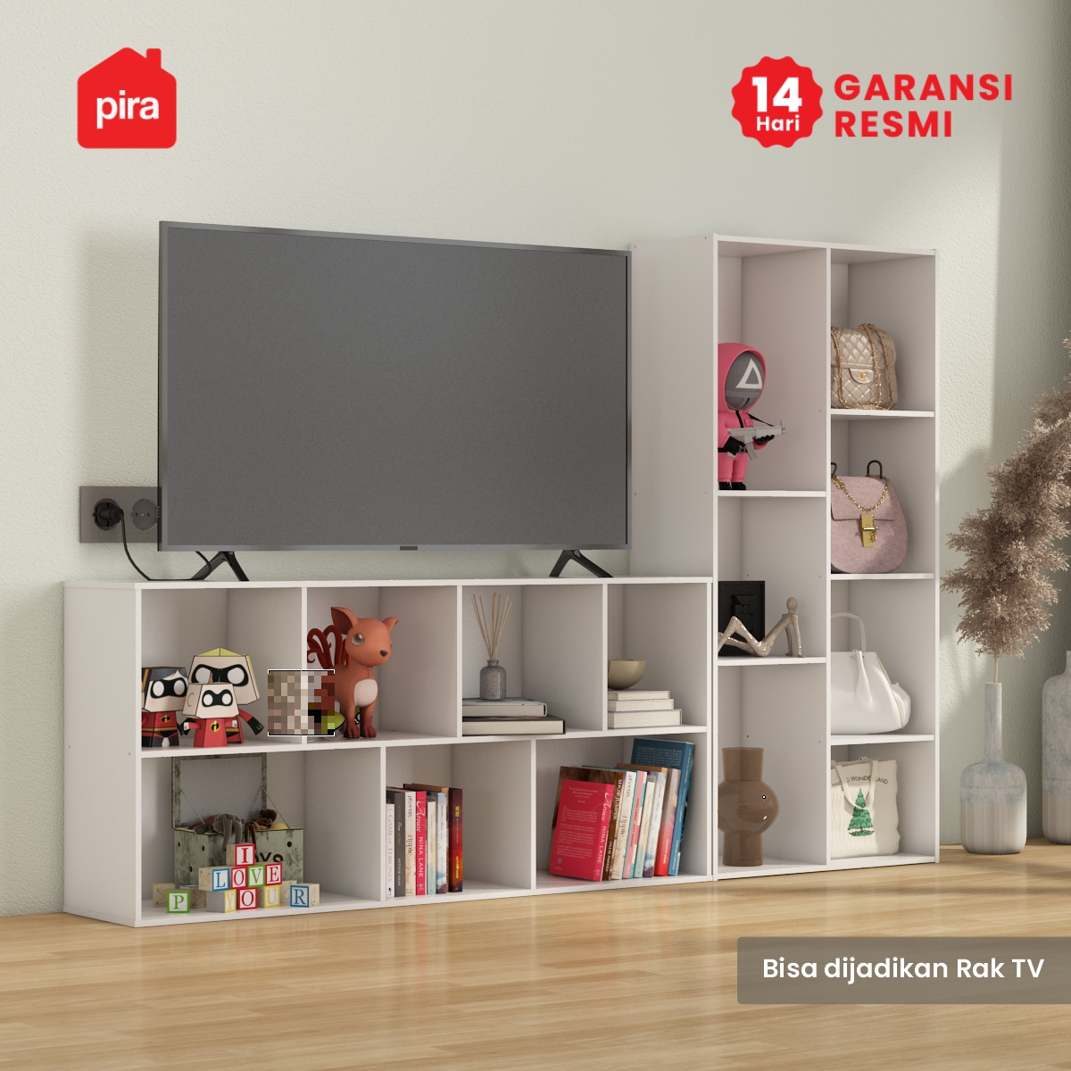 PIRA METROPOLIS - RACKA SU50 RAK SUSUN SERBAGUNA / RAK BUKU / RAK 7 SUSUN warna WHITE - METROPOLIS - foto 3