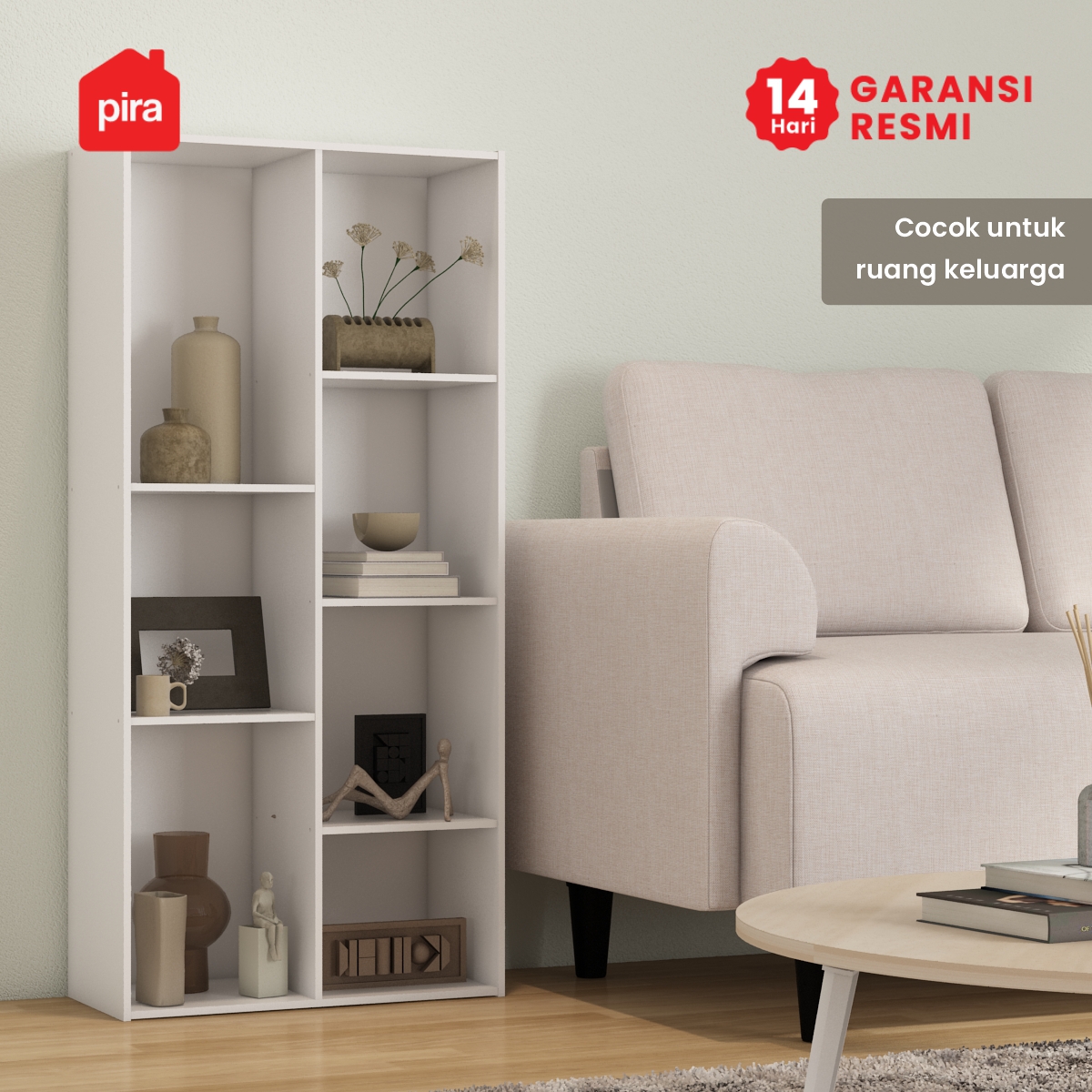PIRA METROPOLIS - RACKA SU50 RAK SUSUN SERBAGUNA / RAK BUKU / RAK 7 SUSUN warna WHITE - METROPOLIS - foto 4