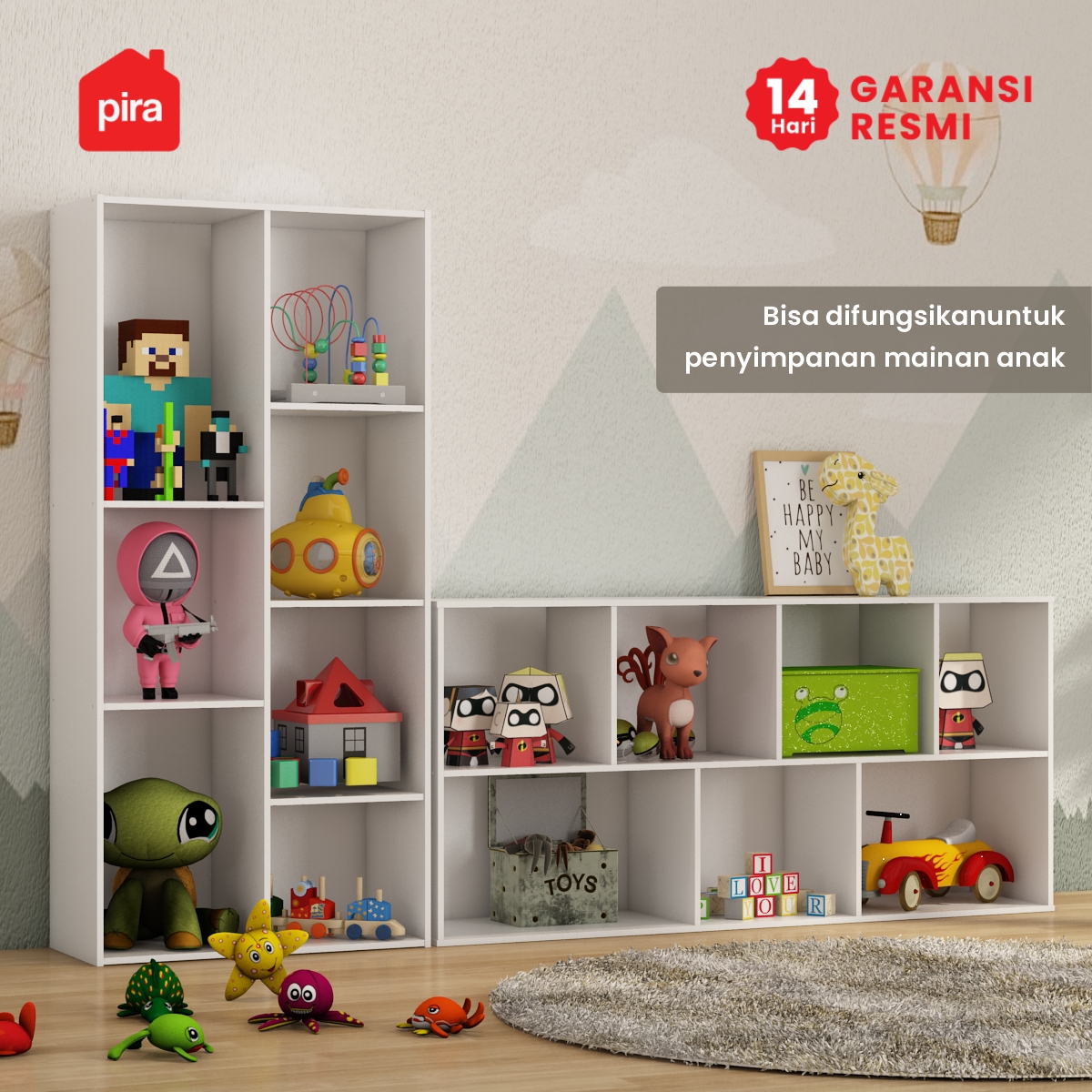 PIRA METROPOLIS - RACKA SU50 RAK SUSUN SERBAGUNA / RAK BUKU / RAK 7 SUSUN warna WHITE - METROPOLIS - foto 5