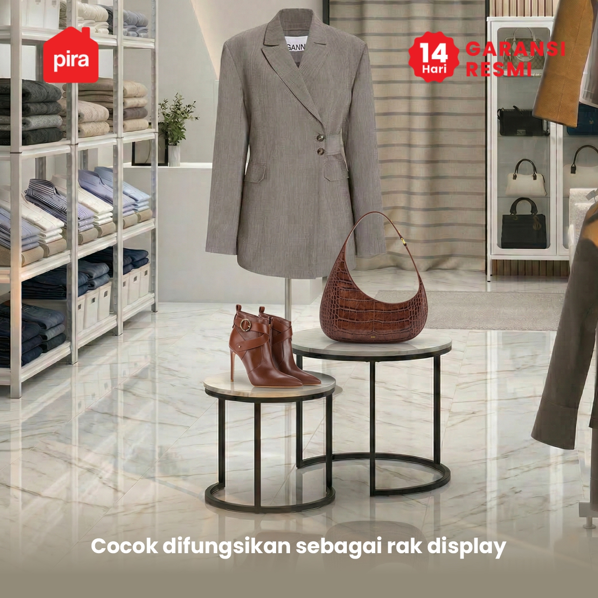 PIRA - ERENA CT70 R MEJA TAMU / MEJA TAMU 2 TINGKAT / MEJA KOPI / MEJA RUANG TAMU / MEJA SAMPING warna MARBLE - BLACK - PIRA - foto 7