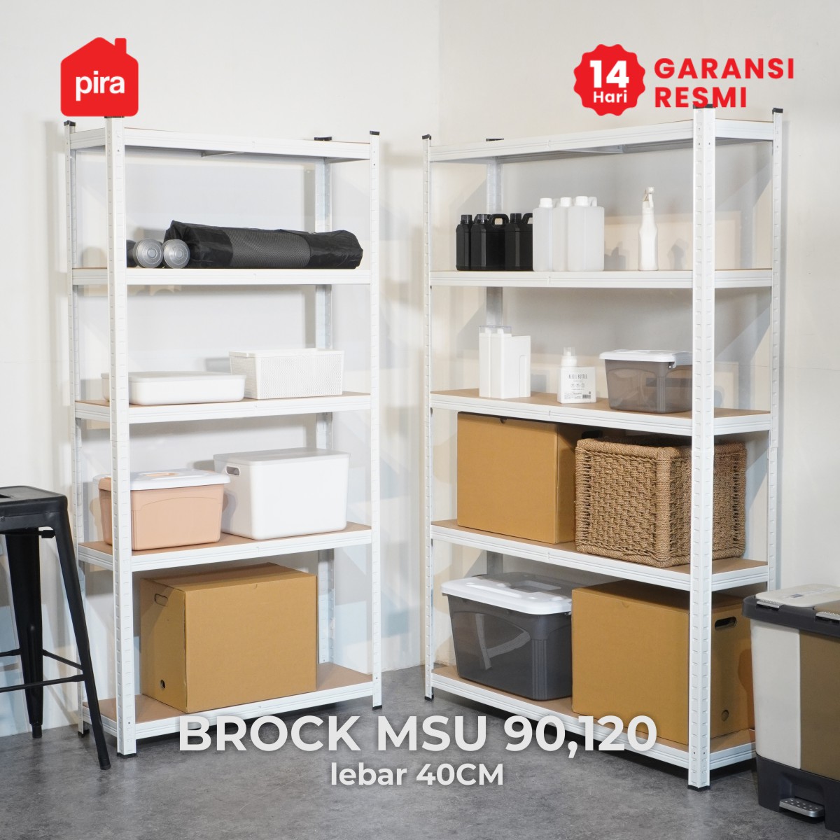 PIRA METROPOLIS - BROCK MSU 90X30 RAK SUSUN SERBAGUNA / RAK SUSUN BESI / RAK BESI SERBAGUNA / RAK GUDANG / RAK PENYIMPANAN warna WHITE - PIRA METROPOLIS - foto 6