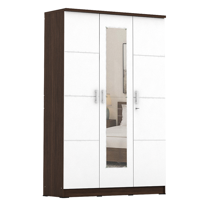 PIRA METROPOLIS - ALBA BAZ 3MN LT LEMARI PAKAIAN 3 PINTU warna AMERICAN WALNUT - WHITE - METROPOLIS - foto 3