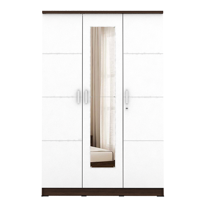 PIRA METROPOLIS - ALBA BAZ 3MN LT LEMARI PAKAIAN 3 PINTU warna AMERICAN WALNUT - WHITE - METROPOLIS - foto 4