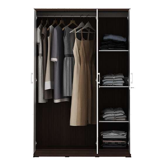 PIRA METROPOLIS - ALBA BAZ 3MN LT LEMARI PAKAIAN 3 PINTU warna AMERICAN WALNUT - WHITE - METROPOLIS - foto 8