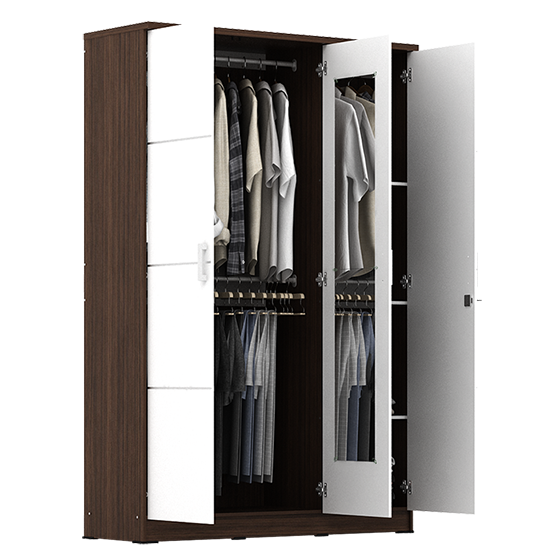 PIRA METROPOLIS - ALBA BAZ 3MN LT LEMARI PAKAIAN 3 PINTU warna AMERICAN WALNUT - WHITE - METROPOLIS - foto 9