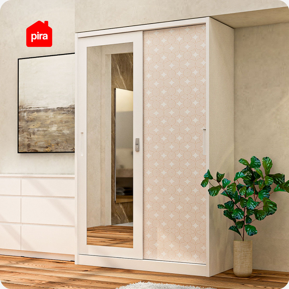 PIRA BAVARIAN - WURF 120A MWDSL LEMARI PAKAIAN BESI SLIDING / PINTU GESER warna WHITE - BAVARIAN - foto 2