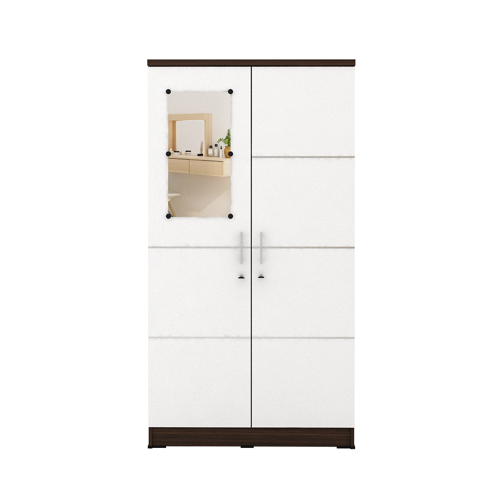 PIRA METROPOLIS - ALBA 2PM LT LEMARI PAKAIAN MEDIUM 2 PINTU warna AMERICAN WALNUT - WHITE - WHITE - METROPOLIS - foto 5