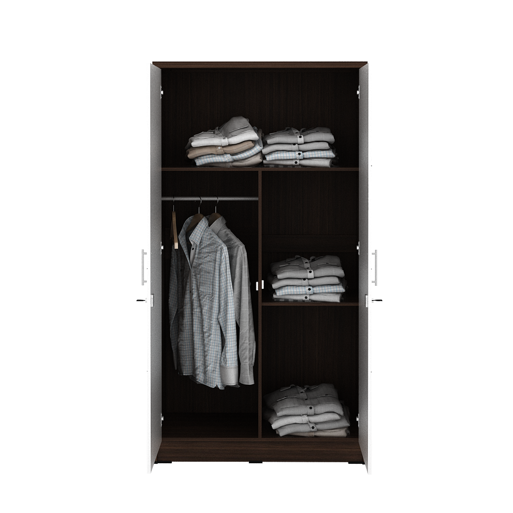 PIRA METROPOLIS - ALBA 2PM LT LEMARI PAKAIAN MEDIUM 2 PINTU warna AMERICAN WALNUT - WHITE - WHITE - METROPOLIS - foto 7