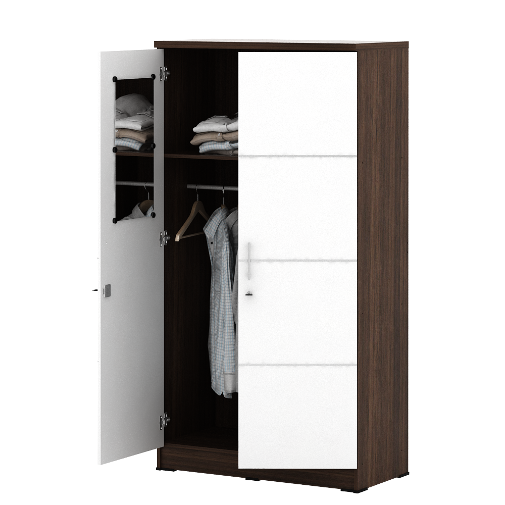 PIRA METROPOLIS - ALBA 2PM LT LEMARI PAKAIAN MEDIUM 2 PINTU warna AMERICAN WALNUT - WHITE - WHITE - METROPOLIS - foto 8