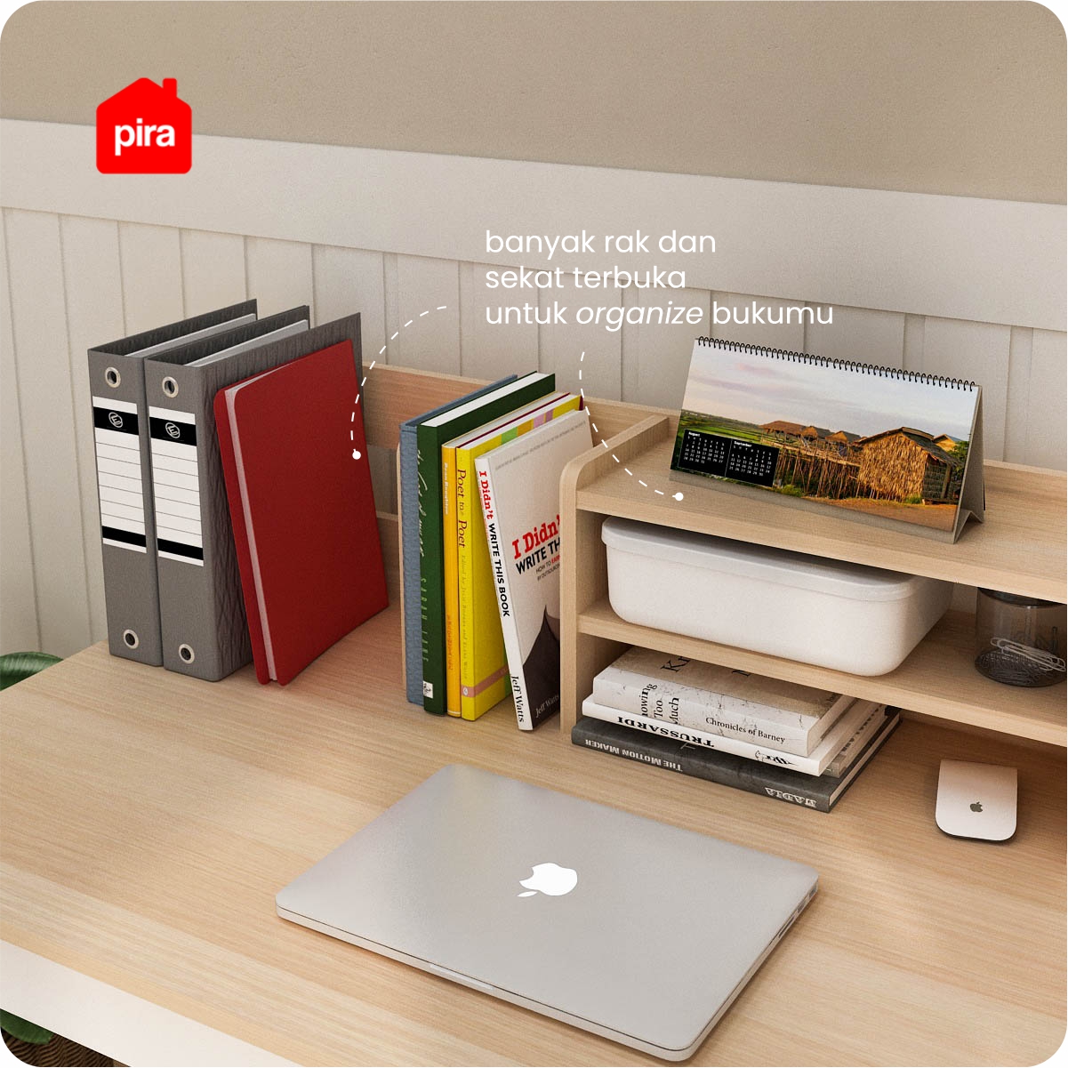 PIRA - TYRO DK120 MEJA KERJA / MEJA BELAJAR warna WHITE - PRO OAK - PIRA - foto 3
