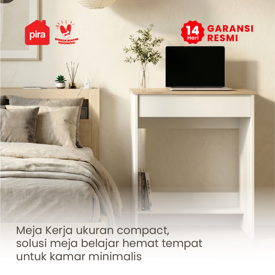 PIRA METROPOLIS OX - ARUNA DK61 MEJA BELAJAR / MEJA KOMPUTER DENGAN LACI warna WHITE - PRO OAK - PIRA METROPOLIS OX - foto 2