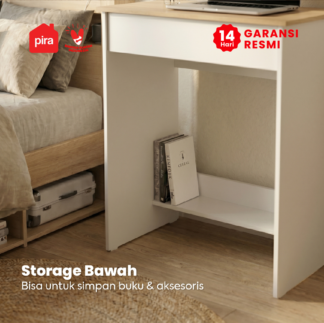 PIRA METROPOLIS OX - ARUNA DK61 MEJA BELAJAR / MEJA KOMPUTER DENGAN LACI warna WHITE - PRO OAK - PIRA METROPOLIS OX - foto 5