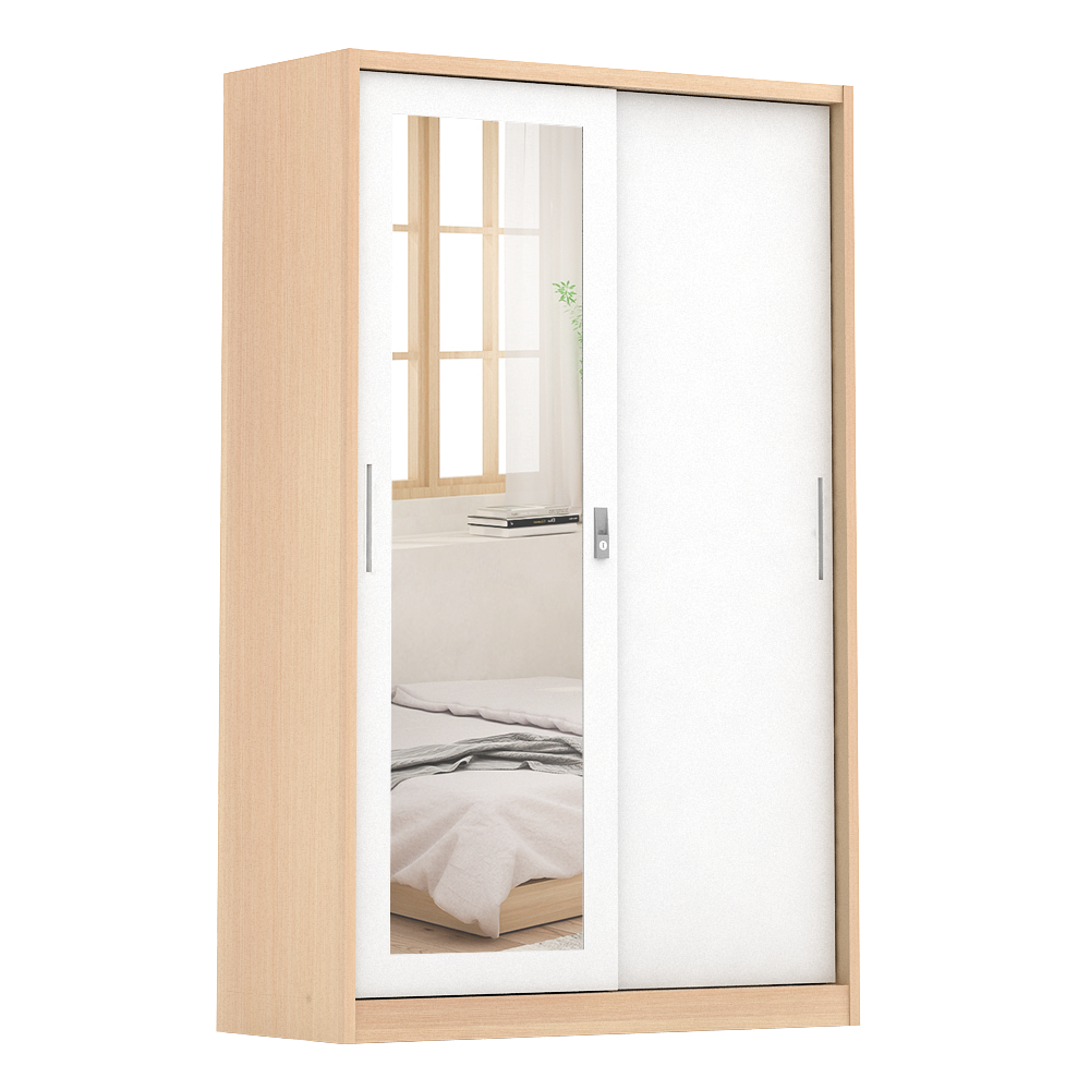 PIRA - ASHTON 120A MWDSL LEMARI PAKAIAN BESI SLIDING / GESER MOTIF KAYU warna LIGHT ASH - WHITE - PIRA - foto 2