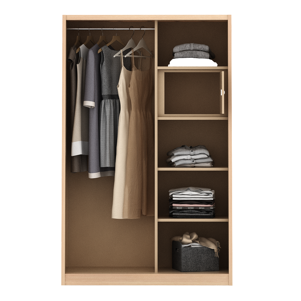 PIRA - ASHTON 120A MWDSL LEMARI PAKAIAN BESI SLIDING / GESER MOTIF KAYU warna LIGHT ASH - WHITE - PIRA - foto 7