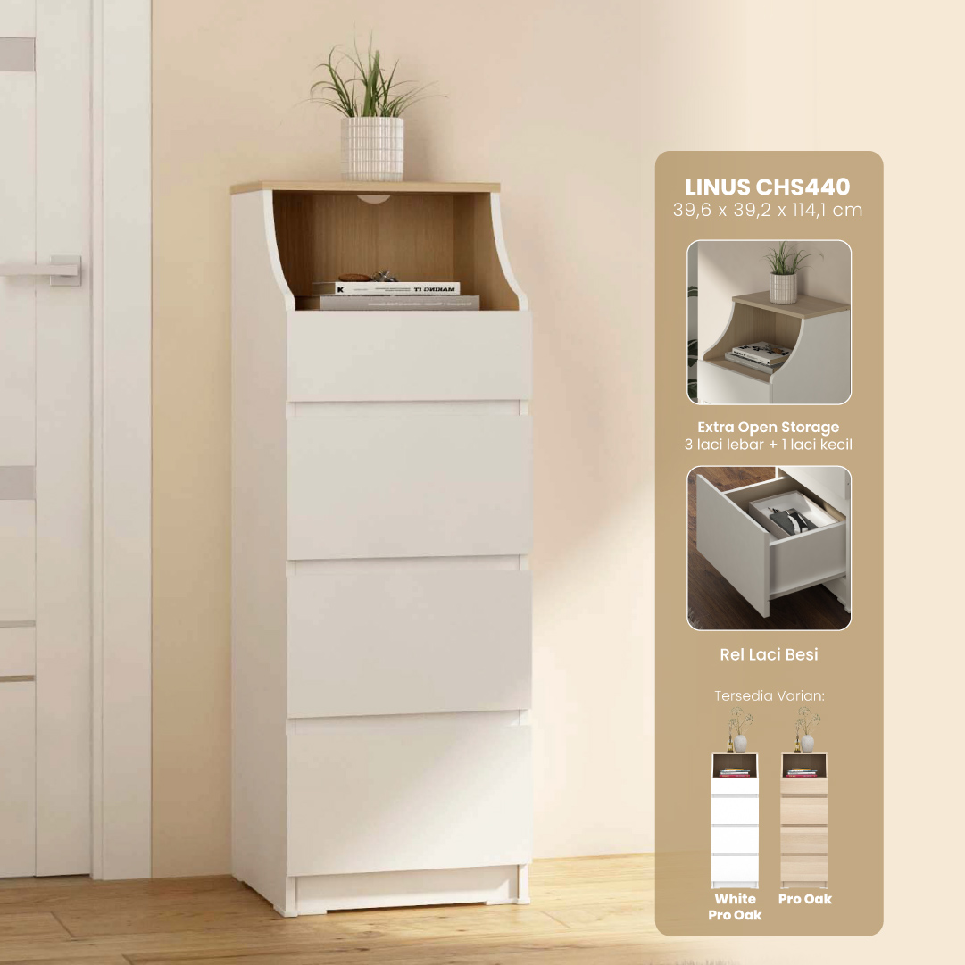 PIRA -  LINUS CHS440 LEMARI LACI / LEMARI SUSUN / DRAWER warna WHITE - PIRA - foto 1