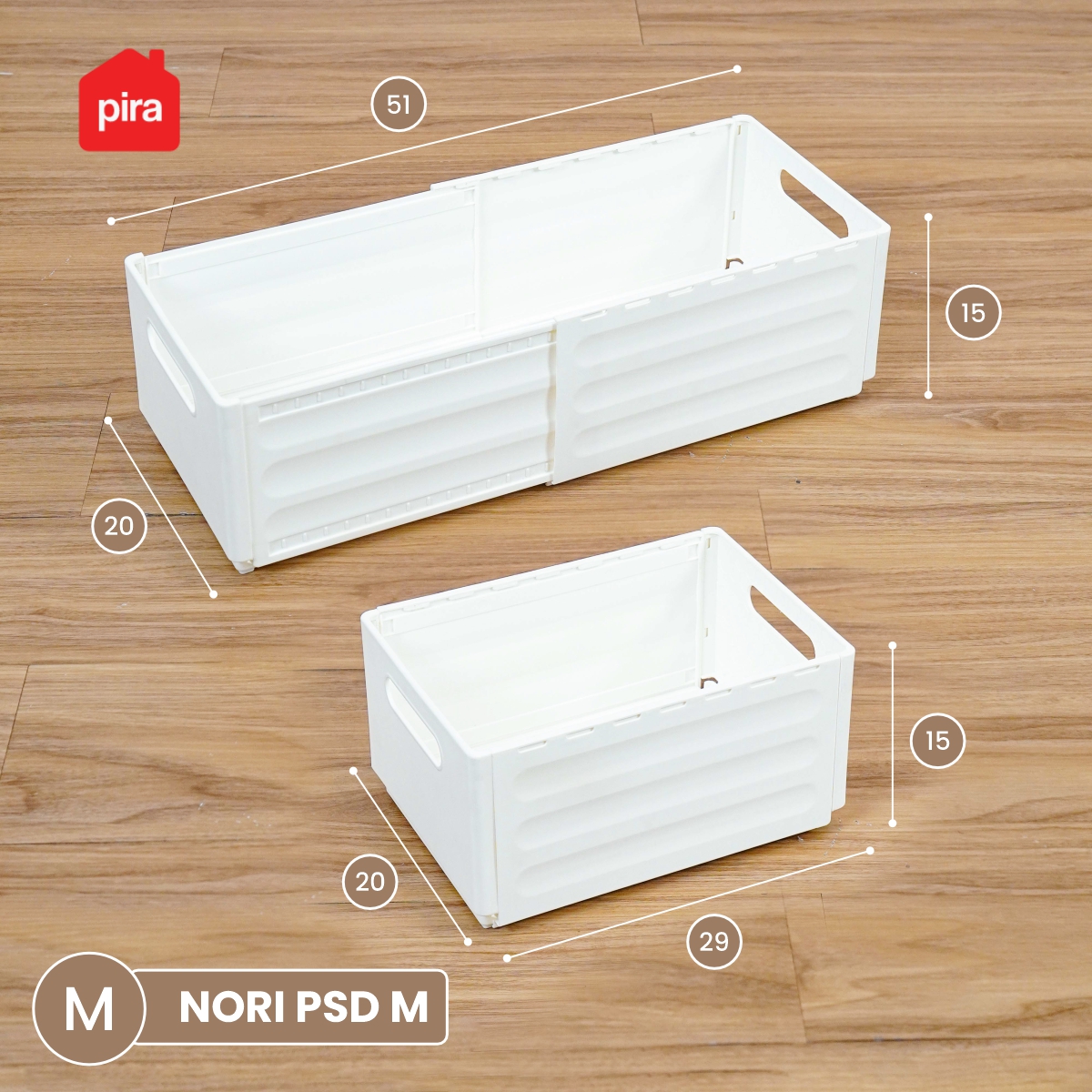 PIRA - NORI PSD SEKAT LACI PEMBATAS / KOTAK PENYIMPANAN EXPANDABLE / STORAGE ORGANIZER SERBAGUNA warna CREAM - PIRA - foto 1