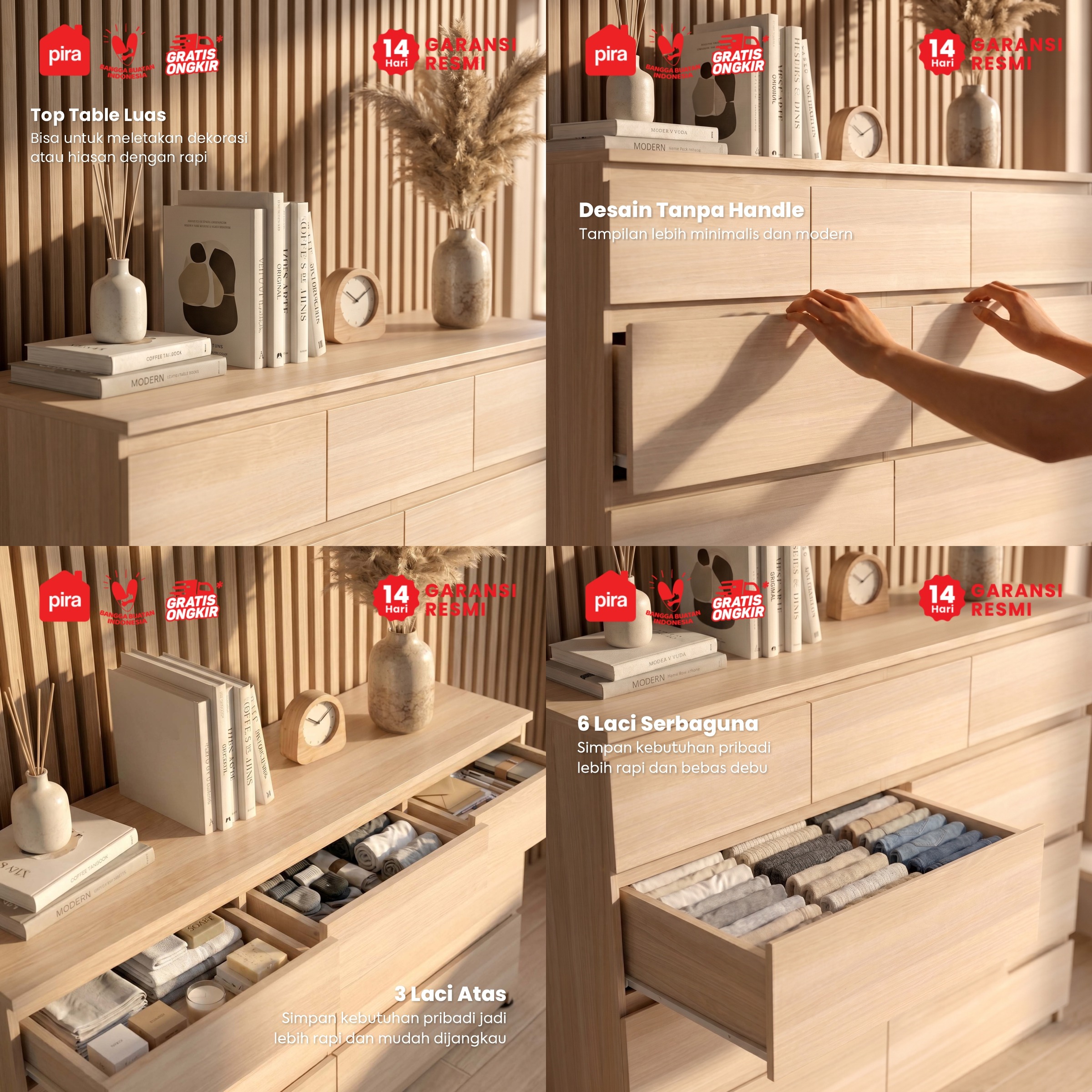 PIRA -  LINUS CH6+3 LEMARI LACI / LEMARI SUSUN / DRAWER warna PRO OAK - PIRA - foto 4