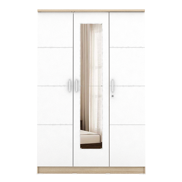PIRA METROPOLIS - ALBA BAZ 3MN LT LEMARI PAKAIAN 3 PINTU warna SONOMA OAK - WHITE - METROPOLIS - foto 3