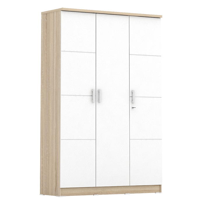 PIRA METROPOLIS - ALBA BAZ 3MN LT LEMARI PAKAIAN 3 PINTU warna SONOMA OAK - WHITE - METROPOLIS - foto 5