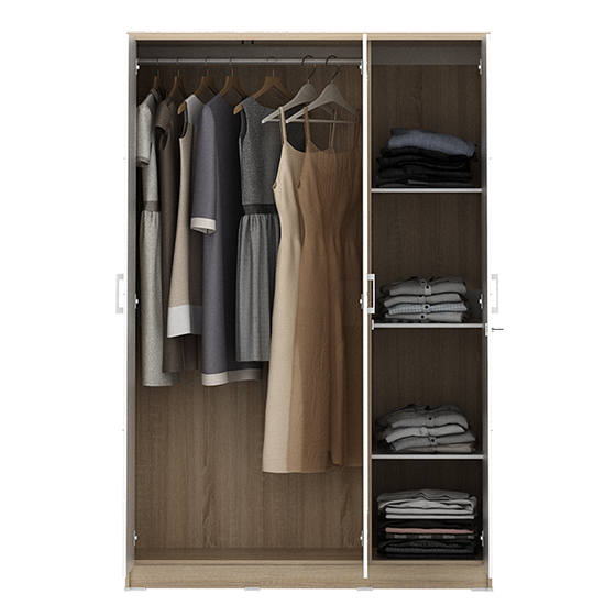 PIRA METROPOLIS - ALBA BAZ 3MN LT LEMARI PAKAIAN 3 PINTU warna SONOMA OAK - WHITE - METROPOLIS - foto 8