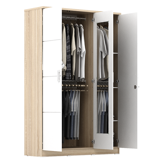 PIRA METROPOLIS - ALBA BAZ 3MN LT LEMARI PAKAIAN 3 PINTU warna SONOMA OAK - WHITE - METROPOLIS - foto 9