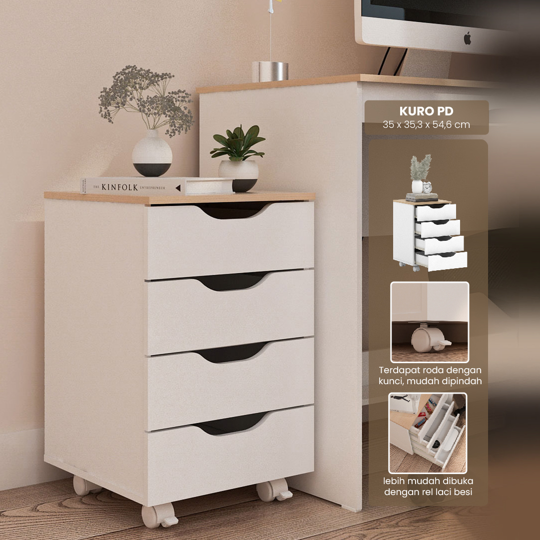 PIRA METROPOLIS OX - KURO PD MEJA LACI / PEDESTAL warna WHITE - PRO OAK - PIRA METROPOLIS OX - foto 1