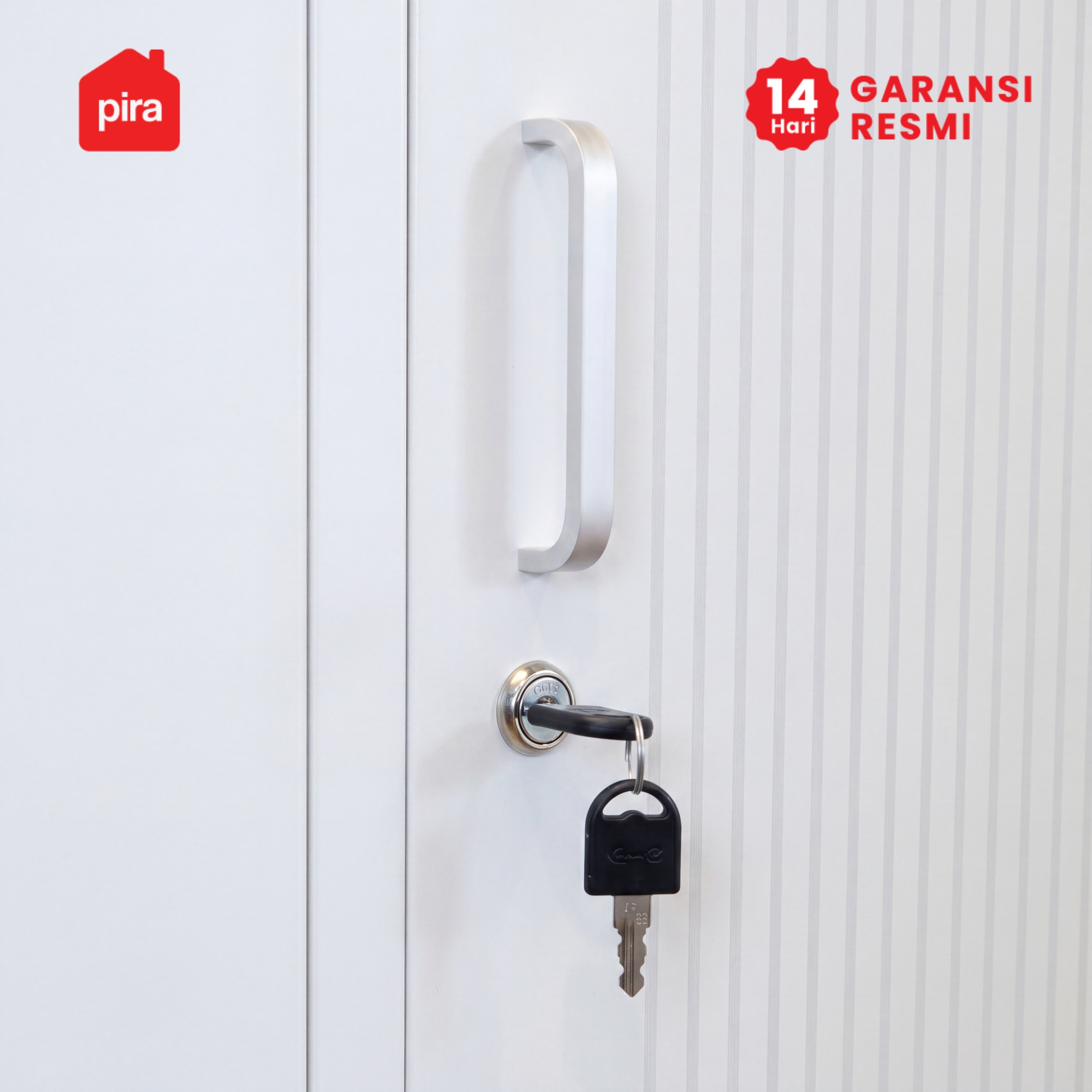 PIRA - LINIO 4P 2DR MWD LEMARI PAKAIAN BESI 4 PINTU DENGAN CERMIN LED DAN 2 LACI warna WHITE - LIGHT GREY - PIRA - foto 9