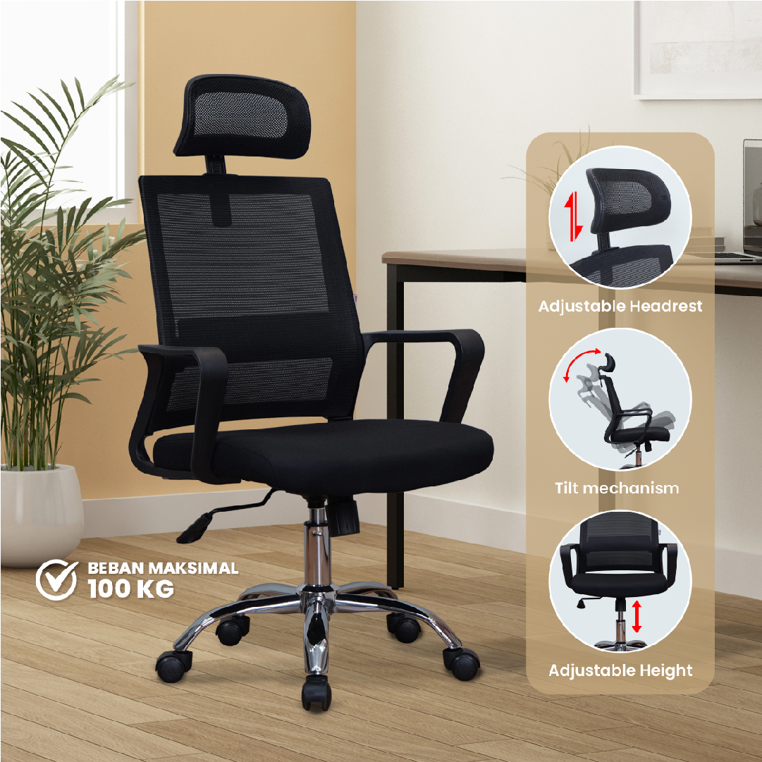 PIRA WORK - KYLO A EC KURSI KERJA / KURSI KANTOR / KURSI EKSEKUTIF warna BLACK - PIRA WORK - foto 1