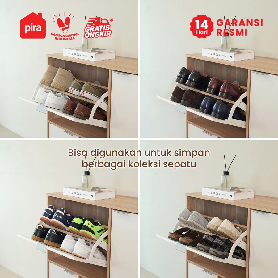 PIRA METROPOLIS - SIKA SR80 RAK SEPATU / LEMARI SEPATU / RAK SEPATU SUSUN TERTUTUP warna PRO OAK - WHITE - PIRA METROPOLIS - foto 8